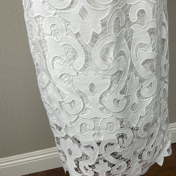 NWT Bardot Lina White Lace Midi Sheath Bridal Cocktail Party Dress Sz 6 - Picture 6 of 11
